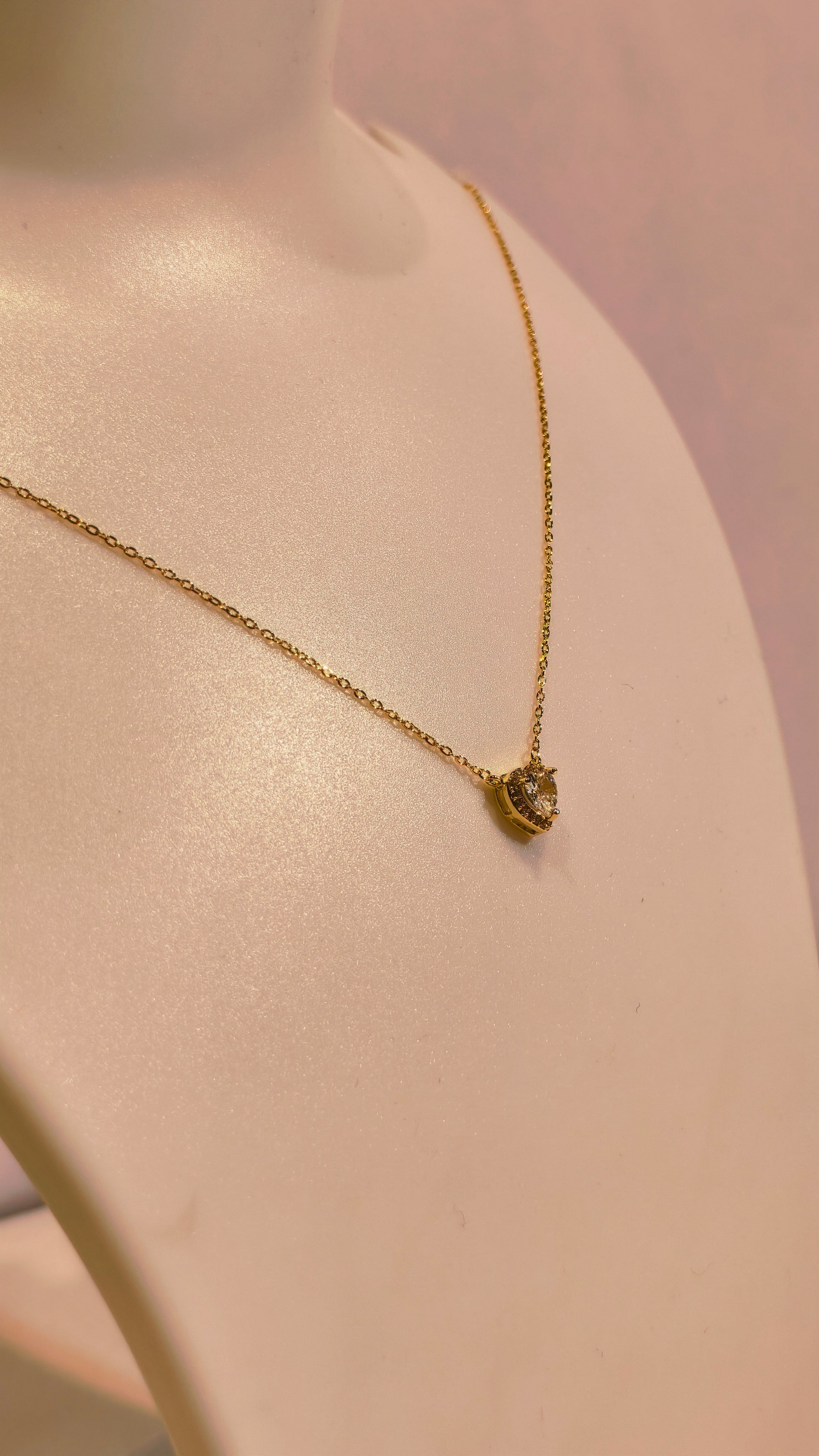 Roopsaj's "Amour" Dainty Gold Heart Pendant Necklace | Sleek Snake Chain