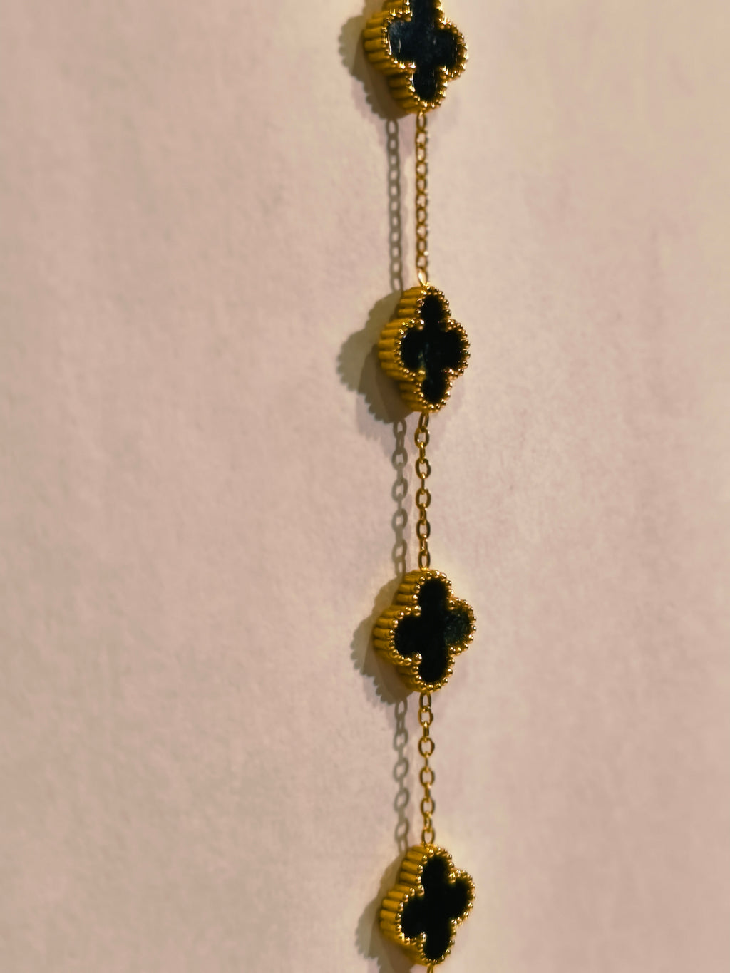 Roopsaj Black Clover Charm Bracelet – Elegant Gold Chain for Women ✨